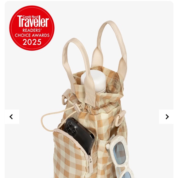 Calpak Beige Plaid Crossbody Water Bottle Holder - Picture 3 of 4